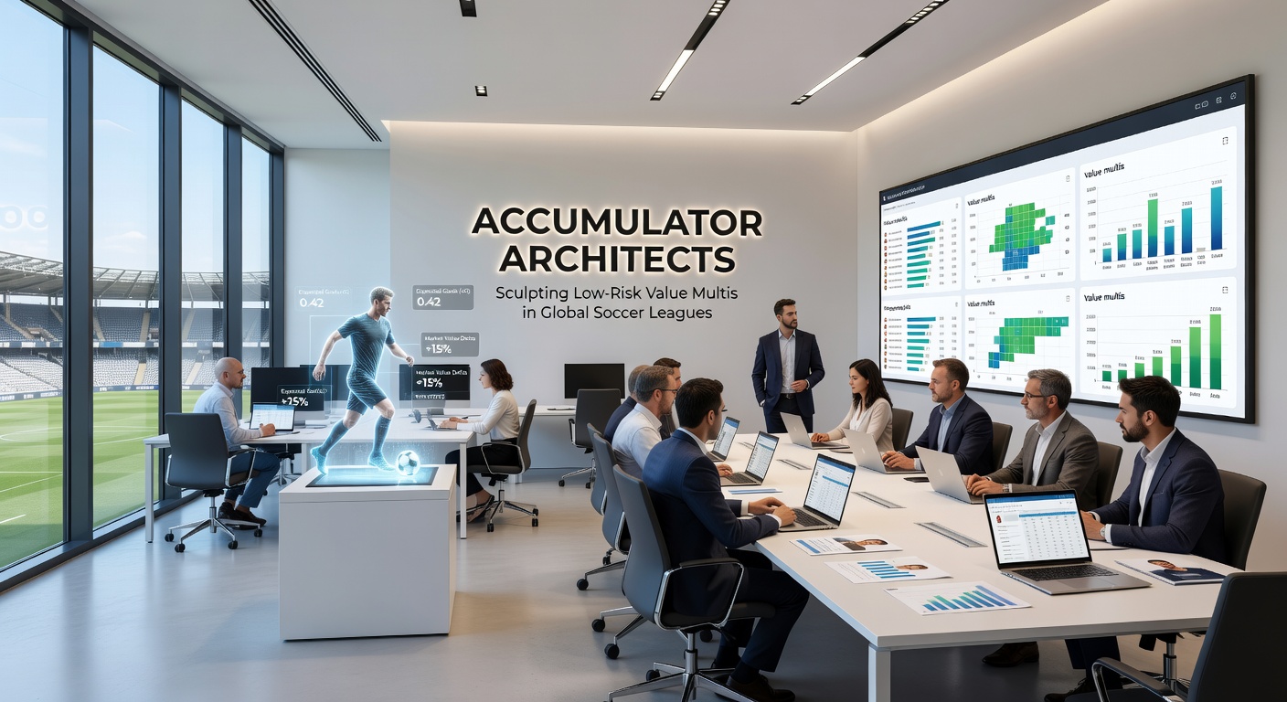 Data visualization of accumulator bet outcomes across major soccer leagues, showing profit curves for low-risk strategies