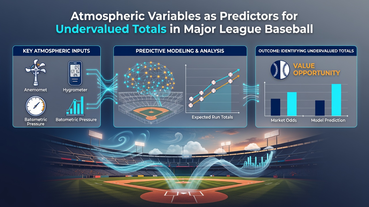 Detailed weather map overlay on baseball field highlighting atmospheric data points