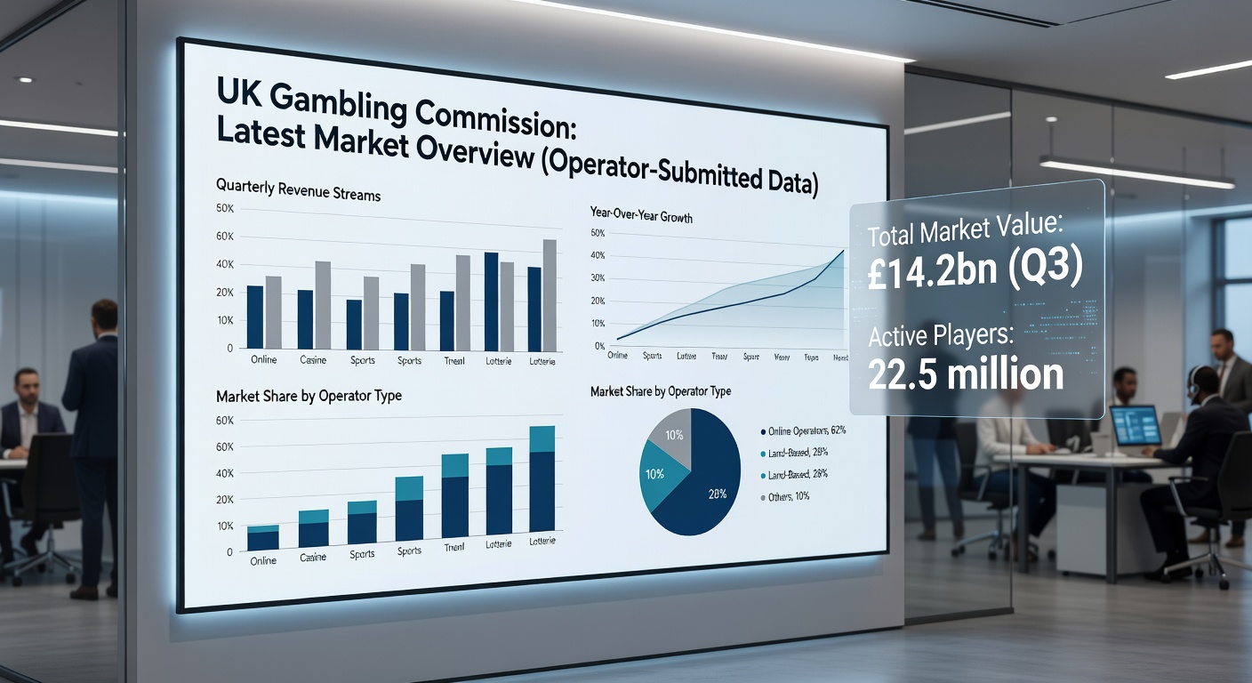 Close-up of gambling commission report charts highlighting GGY declines in betting and rises in slots