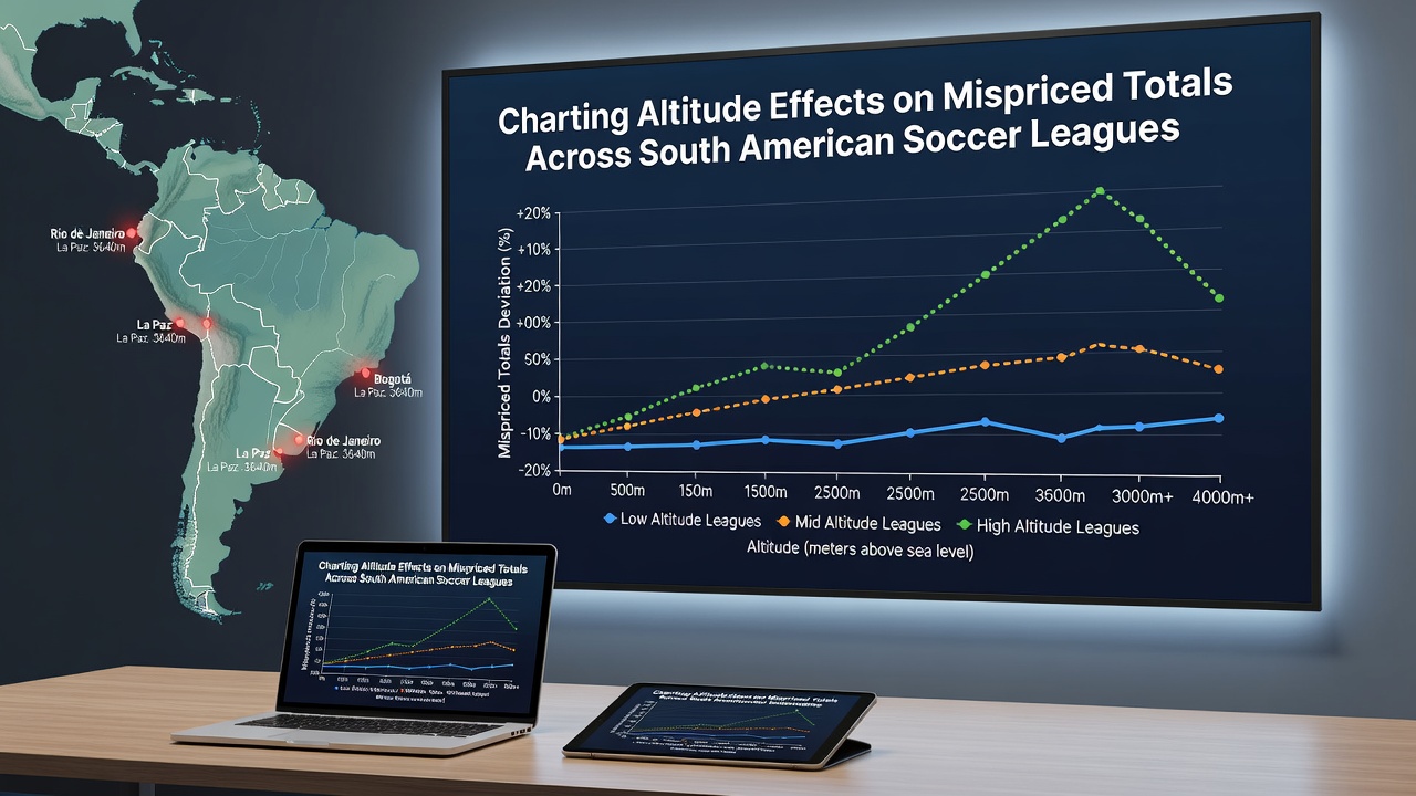 Comparison graph of mispriced over/under totals at altitude venues versus market expectations in Bolivian and Ecuadorian leagues
