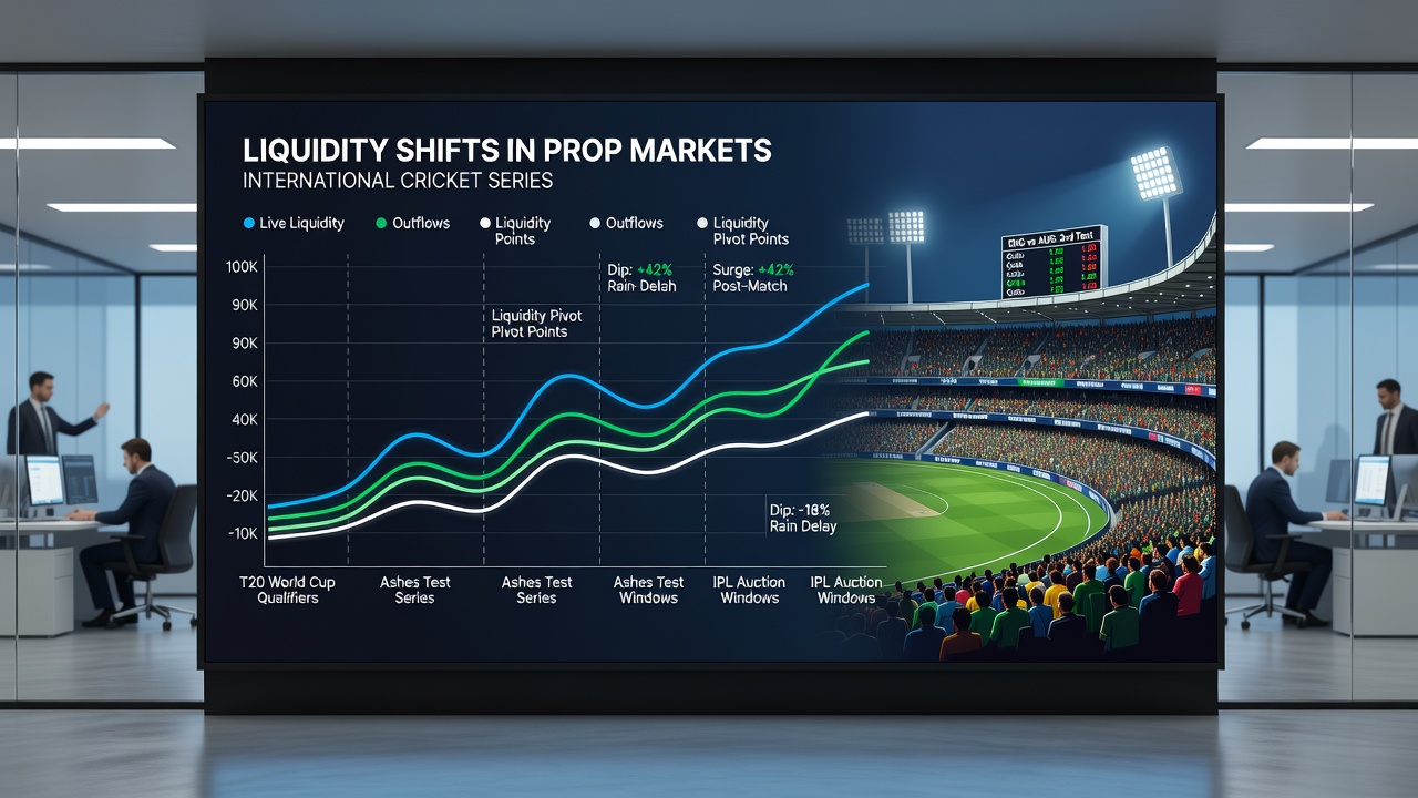 Graph illustrating volume changes in cricket proposition bets during live international matches