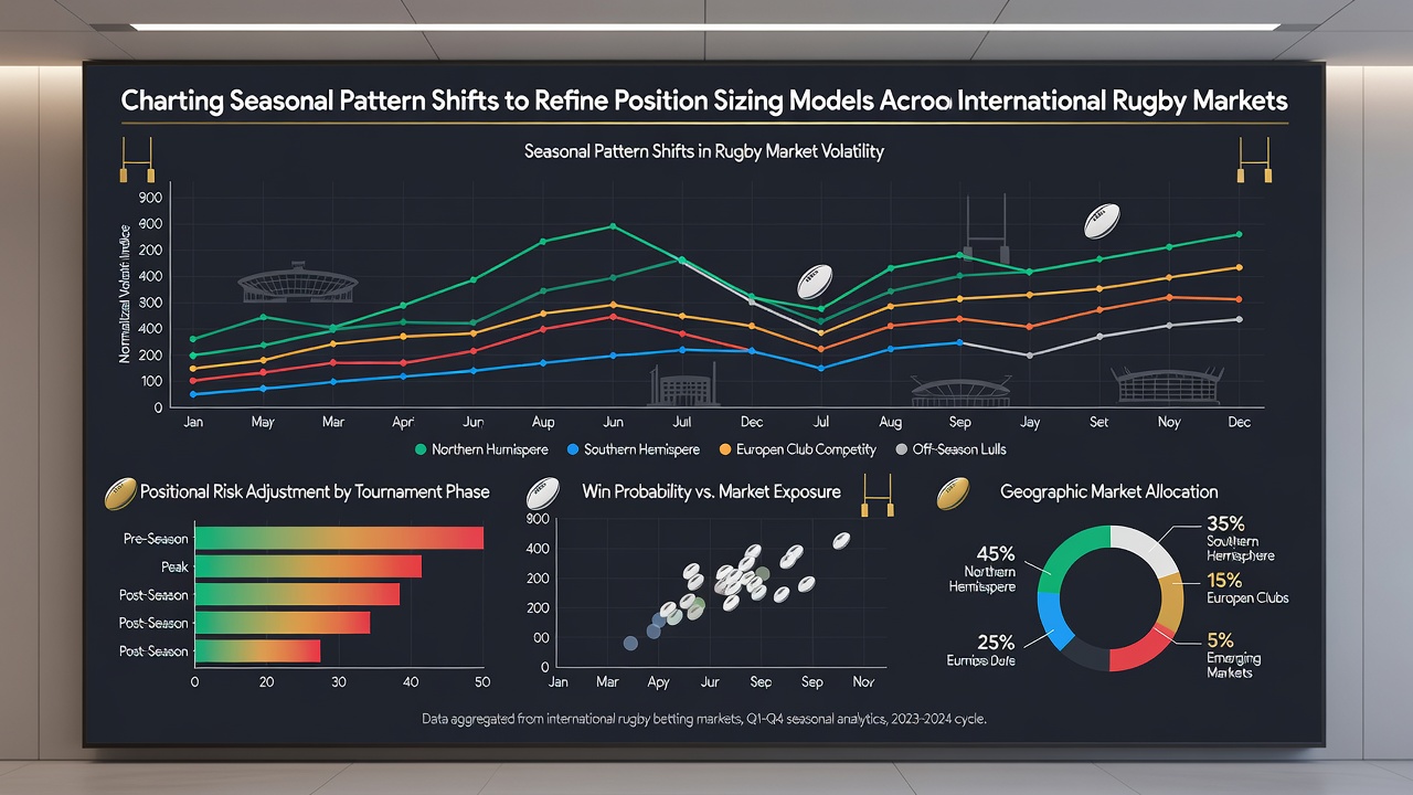 Analytical dashboard displaying rugby market trends and refined betting position sizing across multiple international seasons