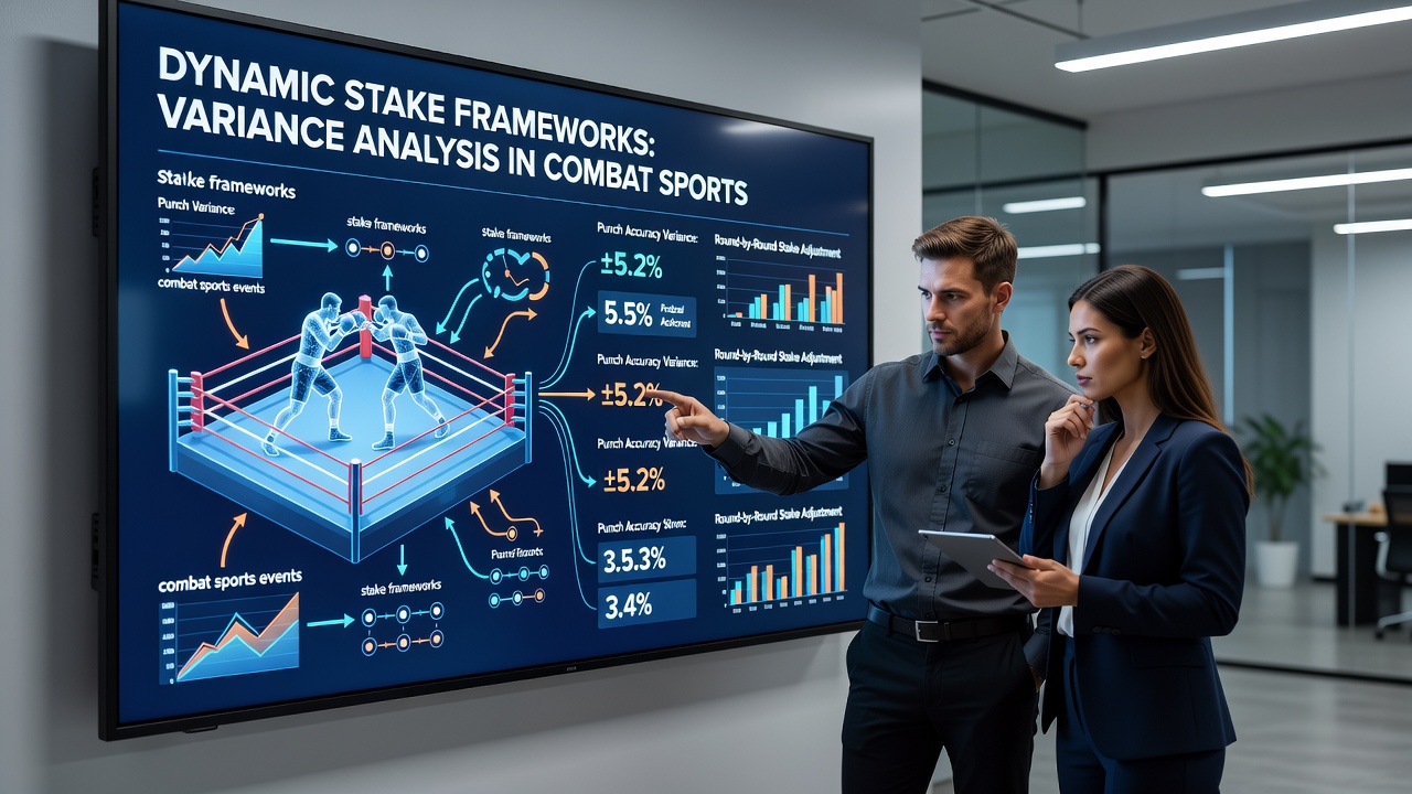 Graph showing stake size adjustments over multiple combat sports events using variance thresholds